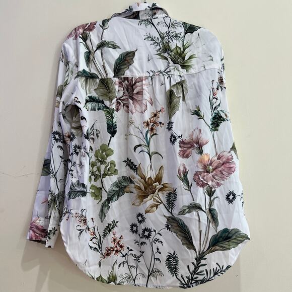 NEW NWT Anthropologie Relaxed Long-Sleeve Floral Shirt Pearl Size S - Picture 6 of 7